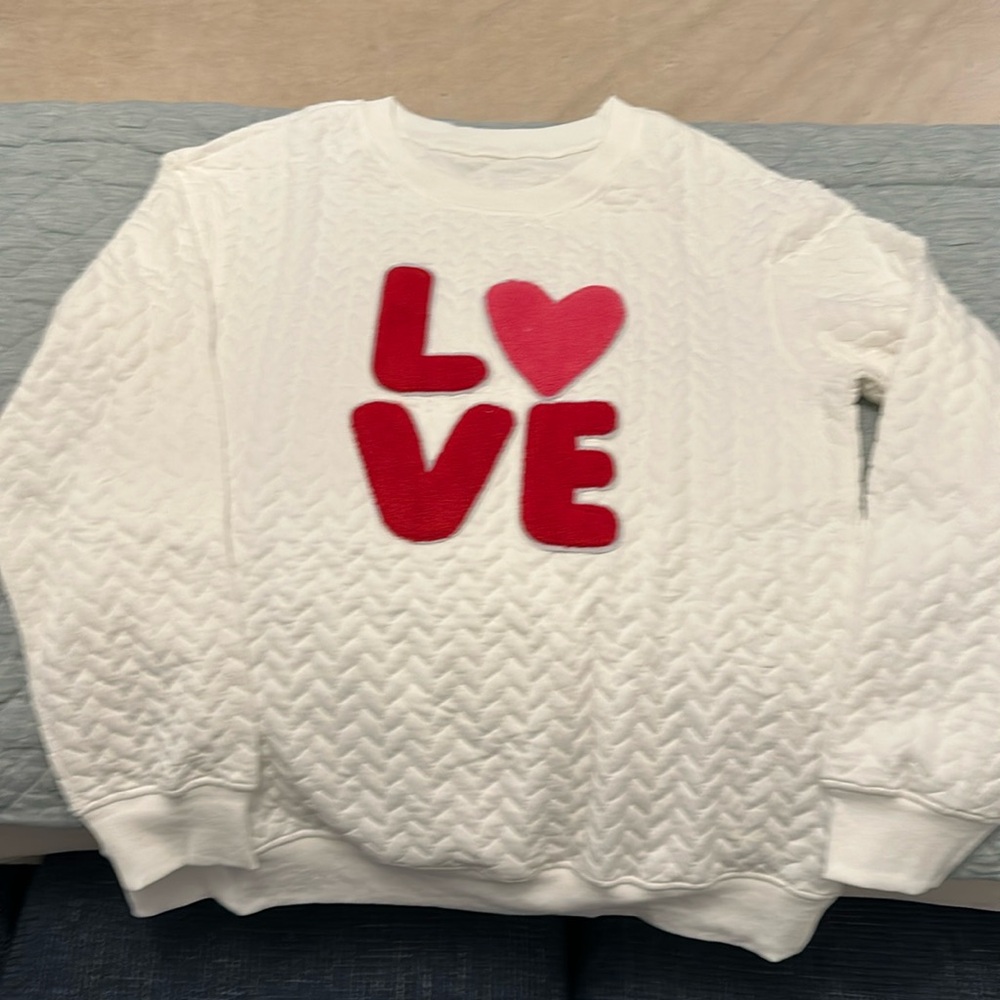 Brand new LOVE Valentine women sweatshirt in package. Medium